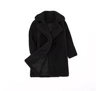 Black Baby Girls Faux Fur Coat Toddler Kids winter jacket lapel collar Windproof Thicken pea coat long sleeve one button teddy fleece jackets Warm Outerwear longline duffle coats