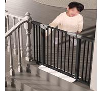 Black Baby Safety Metal Gate,Pressure Fit Walk Thru Narrow Gates,Extendable Safety Gate,Auto Close Pet Gate,Stair Gates for Baby and Dogs (111-118cm/43.7-46.5in)