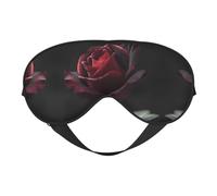 Black Baccara Rose Print Silk Sleeping Mask with Adjustable Strap-Silk Eye Mask Soft Eye Cover,for Blocking Out Lights Sweet Sleep Travel Relax, Nap, Meditation