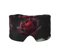 Black Baccara Rose Print Sleep Eye Mask with Earmuffs - Block Out Light Contoured Night Blindfold Eye Sleeping Mask with Ear Cover for Men Women Side Sleeper Night Gift