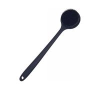 (Black) Back Scrubber for Shower Soft Silicone Bathing Body Brush with Long Handle