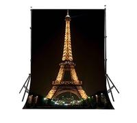Black Backdrop Background for Photography Lights up The Eiffel Tower Backdrops for Photoshoot 3X5ft Use for Photography Backdrops Wedding Party Happy Birthday Backdrop 3X5ft Standard Size