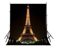 Black Backdrop Background for Photography Lights up The Eiffel Tower Backdrops for Photoshoot 6X9ft Use for Photography Backdrops Wedding Party Happy Birthday Backdrop 6X9ft Standard Size