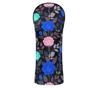 Black Background Blue Rose Vine_00001 Golf Covers Waterproof Headcover with Number Tags for Driver, Woods and Hybrid putter cover