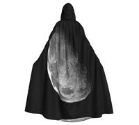 Black Background Moon Adult Party Cloak Clothing Accessories, Adult Halloween Wizard Plus Size Hooded Horror Cloak
