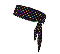 Black Background With Colored Circles, Head Tie, Sports Headband Tie Back, Multi Sweatband for Men Women