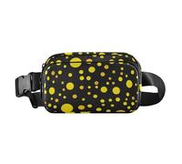 Black Background with Lots Of Yellow Dots Fashionable Waist Pack Crossbody Bag for Women Men Mini Chest Belt Bum Bag with Adjustable Strap for Shopping Sports Work, Black background with lots of