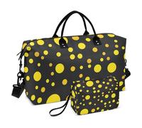 Black Background with Lots Of Yellow Dots Large Bag Carry On Personal Item Bag Workout Bag with Adjustable Strap for Travel Foldable, Black background with lots of yellow dots, One Size