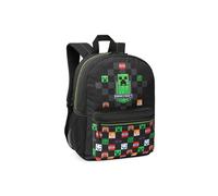 Minecraft Kids School Backpack with Zipped Front Pocket for Sports, Gym, Travel - Gamer Gifts (Black)