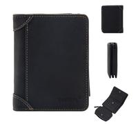 (Black) BAELLERRY D9201 Retro PU Leather Men Tri-fold Wallet Cards Coins Cash Carrying Bag with Zipper Pocket