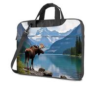 Black Bag Majestic Moose By The Serene Lake Laptop Bag Laptop Case 16 Inch Computer Backpack For Men(29x40cm)