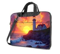 Black Bag Sunset At The Lighthouse: A Serene Coastal Scene Laptop Bag Laptop Travel Backpack Carry On Bag(29x40cm)