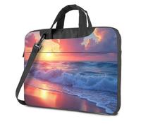 Black Bag Sunset Waves On The Beach Laptop Bag Laptop Case 16 Inch Computer Backpack For Men(26x36cm)
