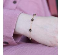 Black Ball Slim Gold Plated Elegant Bracelet The Colourful Aura Black 8