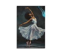 Black Ballet Dancer Wall Art Women's Dance Decoration Poster African American Ballet Print Canvas Art Picture Girl's Room Women's Bedroom Classroom Decoration Elegant Gift Girl24x36inch(60x90cm)