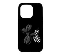 Black Balloon Dog Checkerboard Modern Pop Art Poodle Case for iPhone 15 Pro