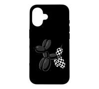 Black Balloon Dog Checkerboard Modern Pop Art Poodle Case for iPhone 16