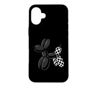 Black Balloon Dog Checkerboard Modern Pop Art Poodle Case for iPhone 16 Plus