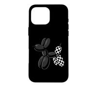 Black Balloon Dog Checkerboard Modern Pop Art Poodle Case for iPhone 16 Pro Max
