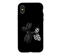 Black Balloon Dog Checkerboard Modern Pop Art Poodle Case for iPhone X/XS