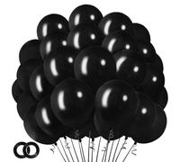 Black Balloons 100 Pcs 10 Inch Latex for Birthday, Halloween, New Year Party Decoration