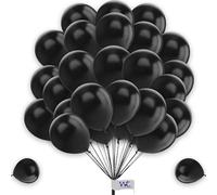 Black Balloons - 50 Pack, 10 Inch Plain Round Latex Balloons for Birthday, Baby Shower, Engagement & Wedding Decorations