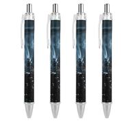 Black Ballpoint Pens, 4 Count Pack 0.5mm Bold Point, Retractable Chicago City Tornado Storm Weather Art Gel Pens with Comfortable Full Grip