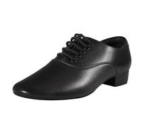 Black Ballroom Dance Shoes Leather Character Shoes for Men's Salsa Latin Tango Dancing, Black, 9.5