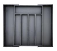 Black Bamboo Kitchen Silverware Organizer Tray Expandable Large Utensil Holder Drawer Divider Organizers Storage Adjustable Cutlery Utensil Tray Spoon Holder Wooden Flatware Organizer for Drawer