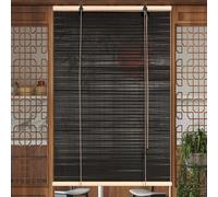 Black Bamboo Roller Blind,Retro Light Filtering Roman Blinds,Blackout Roll Up Shades for Windows Privacy Protection,Sun Shade Curtains for Indoor Outdoor,Width x Height (50cm x 130cm(20in x 51in))