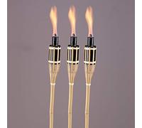 Black Bamboo Torch Lights for Outdoor Garden Patio, 2 ft Height, Burns for 4-5 Hours, Oil or Paraffin Fueled (Set of 9)