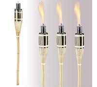 Black Bamboo Torch Lights for Outdoor Garden Patio, 2 ft Height, Burns for 4-5 Hours, Oil or Paraffin Fueled (Set of 3)