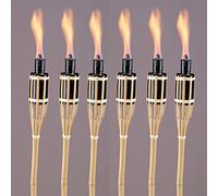 Black Bamboo Torch Lights for Outdoor Garden Patio, 2 ft Height, Burns for 4-5 Hours, Oil or Paraffin Fueled (Set of 6)