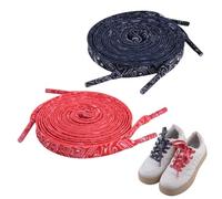 Black Bandana Shoe Laces Red Flat Shoe Laces for Sneakers Flat Printed Shoelaces for Women Sneakers Cool Bandana Shoelaces for Boys Girls Shoestrings Athletic Shoes Men Shoelace Replacement 2 Pairs