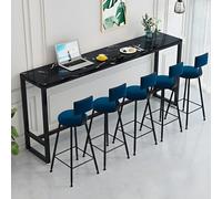 Black Bar Dining Table with Footrest 78.7" Long x 15.7" Wide Slim Design for Balcony or Window Perfect for Tea ShopsNo Stools Included