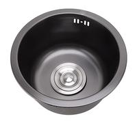 Black Bar Sink, 11.8" Dual Mount Round Stainless Steel Kitchen Single Bowl Deep Prep with Accessories Drop in Counter Small RV for Kitchen, Bar, Camping (Nano Black Diamond)