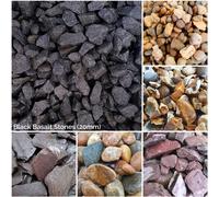 (Black Basalt, 20kg x 6) Decorative Stone Coloured Pebbles Cobbles Slate Gravel Chippings Aggregates | 1kg, 5kg, 10kg, 20kg Bags