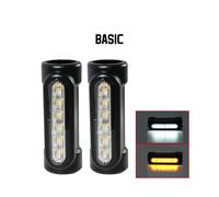 (Black basic) For Harley turn signal Bike Touring Moto Bumper light Motorcycle Highway Bar Switchback Driving Light White Amber LED Crash