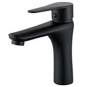 Black Basin Mixer Taps Single Handle Bathroom Sink Tap, Modern Monobloc Basin Taps Black Sink Taps for Bathroom with Hot&Cold Water Supply Lines, Brass