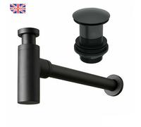 Black Basin Sink Bottle Trap & Unslotted Clicker Basin Waste