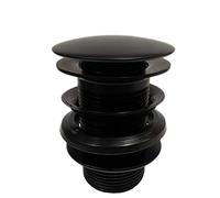 Black Basin Sink Waste Plug Full Cover Unslotted Click Clack Pop Up Push Button