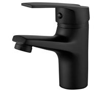 Black Basin Taps, Bevankly Black Bathroom Sink Tap, Hot and Cold Water Brass Basin Mixer Taps, Single Lever Mono Cloakroom Mixer Taps with G1/2 Adaptor, Matte Black