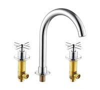 Black Basin Taps - Brass Polished Chrome Bathroom Sink Faucet 3 Hole Double Handle for Hot & Cold Water Deck Mounted Stylish &(Color - 2)