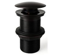 Black Basin Waste Unslotted | Click Clack Pop-Up Plug | Solid Brass Matte Black Finish | G 1¼ BSP | Fits All Standard UK Bathroom Sinks, Countertop & Vanity Basins