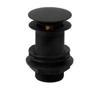 Black Basin Waste |Unslotted | Push Button | Click Clack Pop Up | Bathroom Sink Plug | Standard Size Matt Black