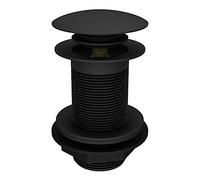 Black Basin Waste - Unslotted Push Button Pop-Up for No Overflow Basin Click Clack Matt Solid Brass