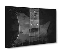Black Bass Guitar Modern CB Canvas Wall Art Print Ready to Hang, Framed Picture for Living Room Bedroom Home Office Décor, 20x14 Inch (50x35 cm)
