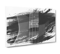 Black Bass Guitar V1 Modern Canvas Wall Art Print Ready to Hang, Framed Picture for Living Room Bedroom Home Office Décor, 20x14 Inch (50x35 cm)