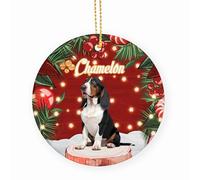 Black Basset Hound Dogs Ceramic Christmas Ornaments With Lanyard Christmas Hanging Decoration 7.3Cm Xmas Tree Ornament Hanging