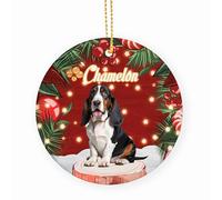 Black Basset Hound Dogs Ceramic Christmas Ornaments With Lanyard Christmas Tree Decorations 7.3Cm Hanging Decorations